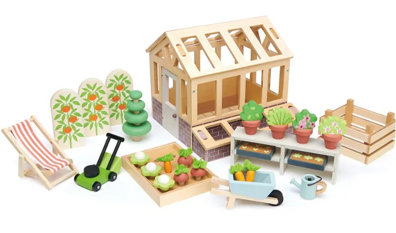 Tenderleaf Wooden Greenhouse and Garden Play Set-1